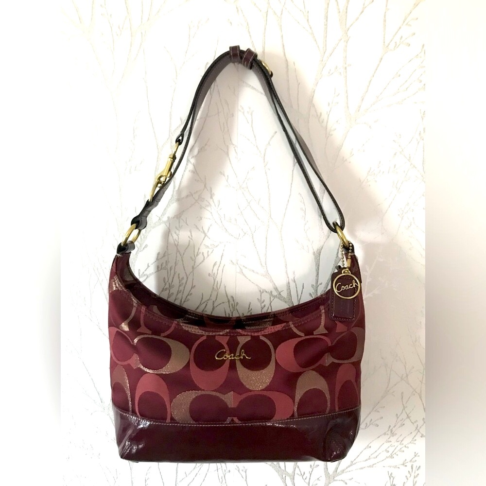 🎉HP🎉Coach Rare Signature 2-In-1 Crossbody 3-Tone Ox Blood Patton Leather Purse - Picture 3 of 17